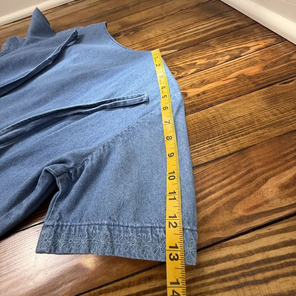 Vintage 90s Chambray Pintuck Pleated Dress | Prairie Cottage Denim Midi - Picture 16 of 16